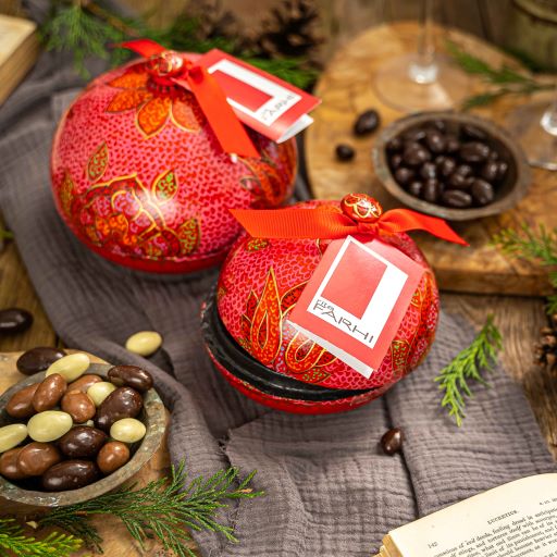 Handmade Bonbonnière filled with Dark Chocolate Coated Ginger, Palm Oil Free, 130g-1