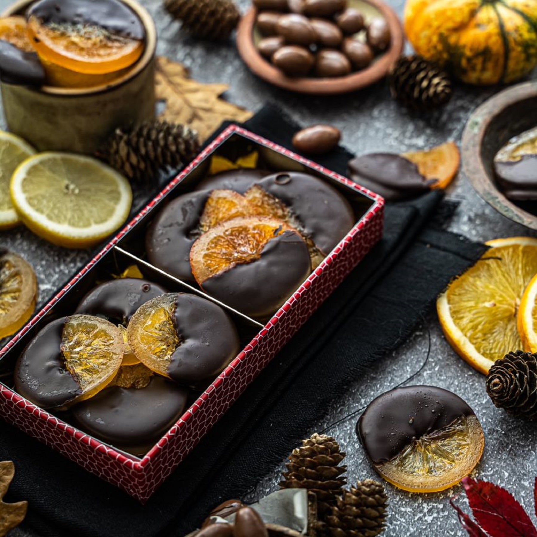 Belgian Dark Chocolate Dipped Candied Orange and Lemon Slices, 188g-1