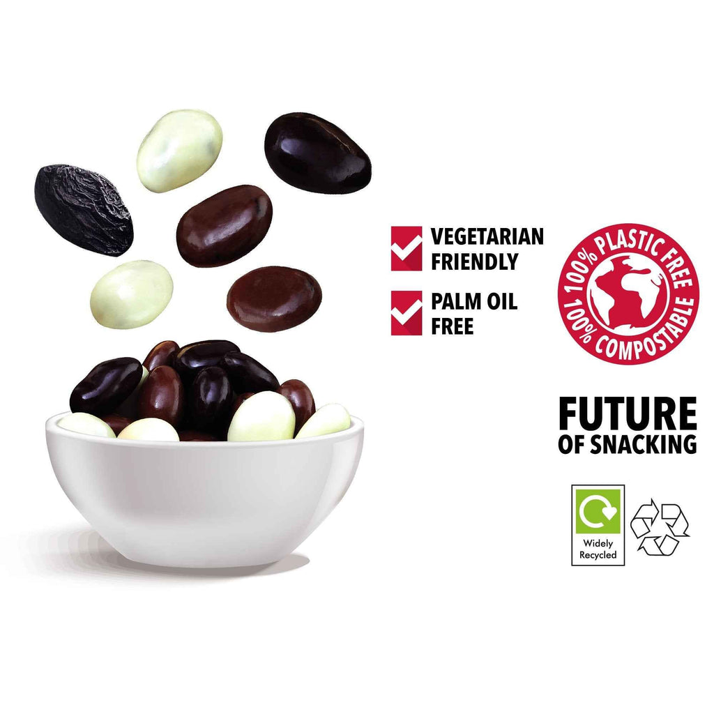 Assorted Chocolate Coated Jumbo Raisins, Palm Oil Free (Pack of 10 x 65g)