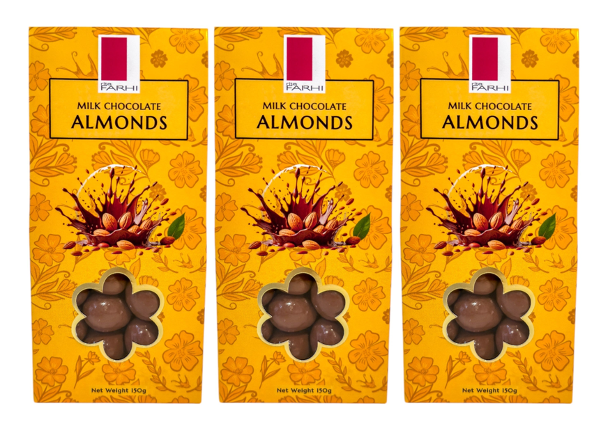 Milk Chocolate Almonds, Palm Oil Free, 150g (Pack of 3)