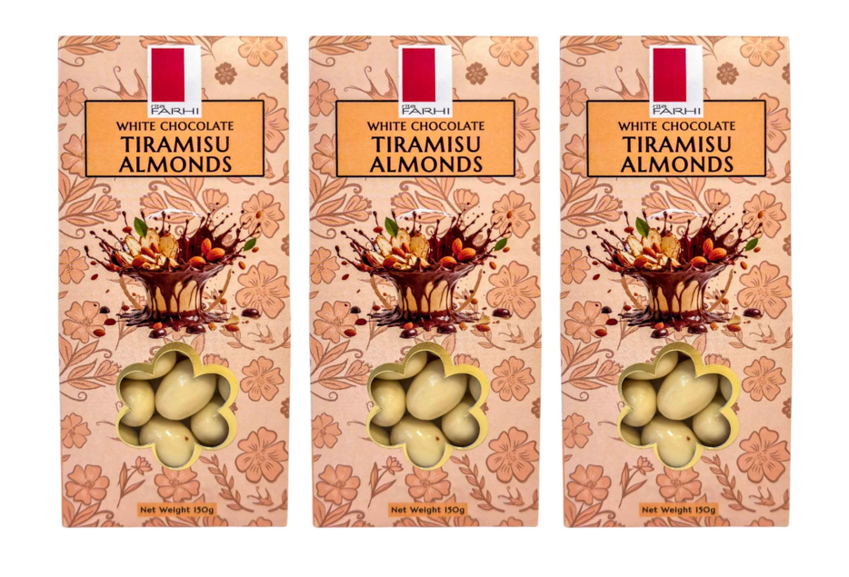 White Chocolate Tiramisu Almonds, Palm Oil Free, 150g (Pack of 3)