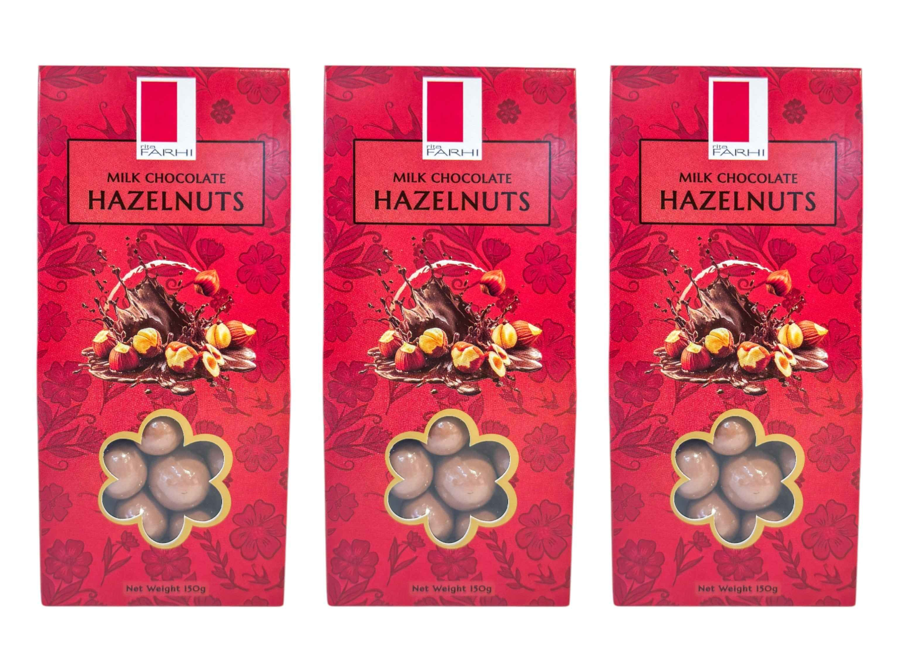 Milk Chocolate Hazelnuts, Palm Oil Free, 150g (Pack of 3)