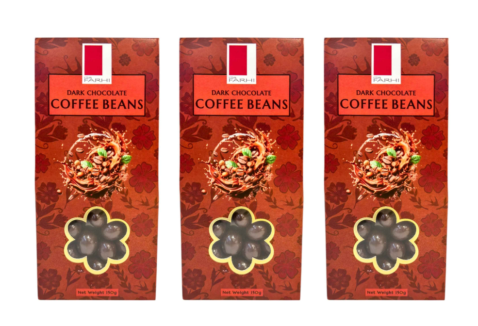 Dark Chocolate Coated Roasted Coffee Beans, Palm Oil Free, 150g (Pack of 3)