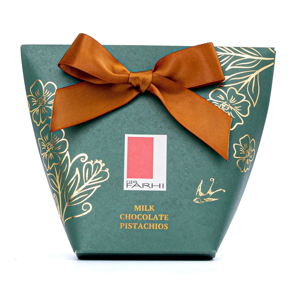 Milk Chocolate Pistachios in Bow Box, 130g-0