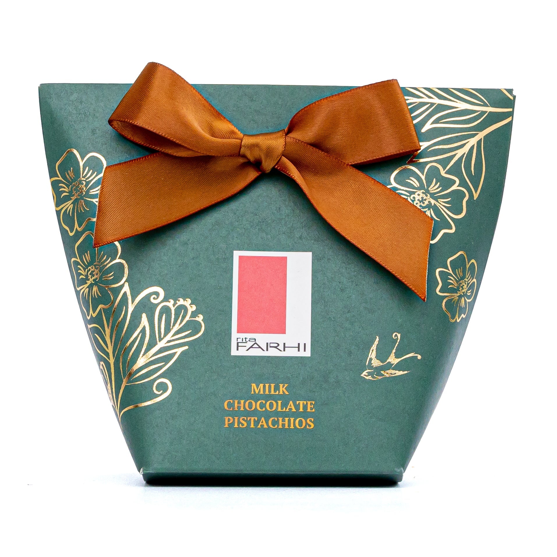 Milk Chocolate Pistachios in Bow Box, 130g-0