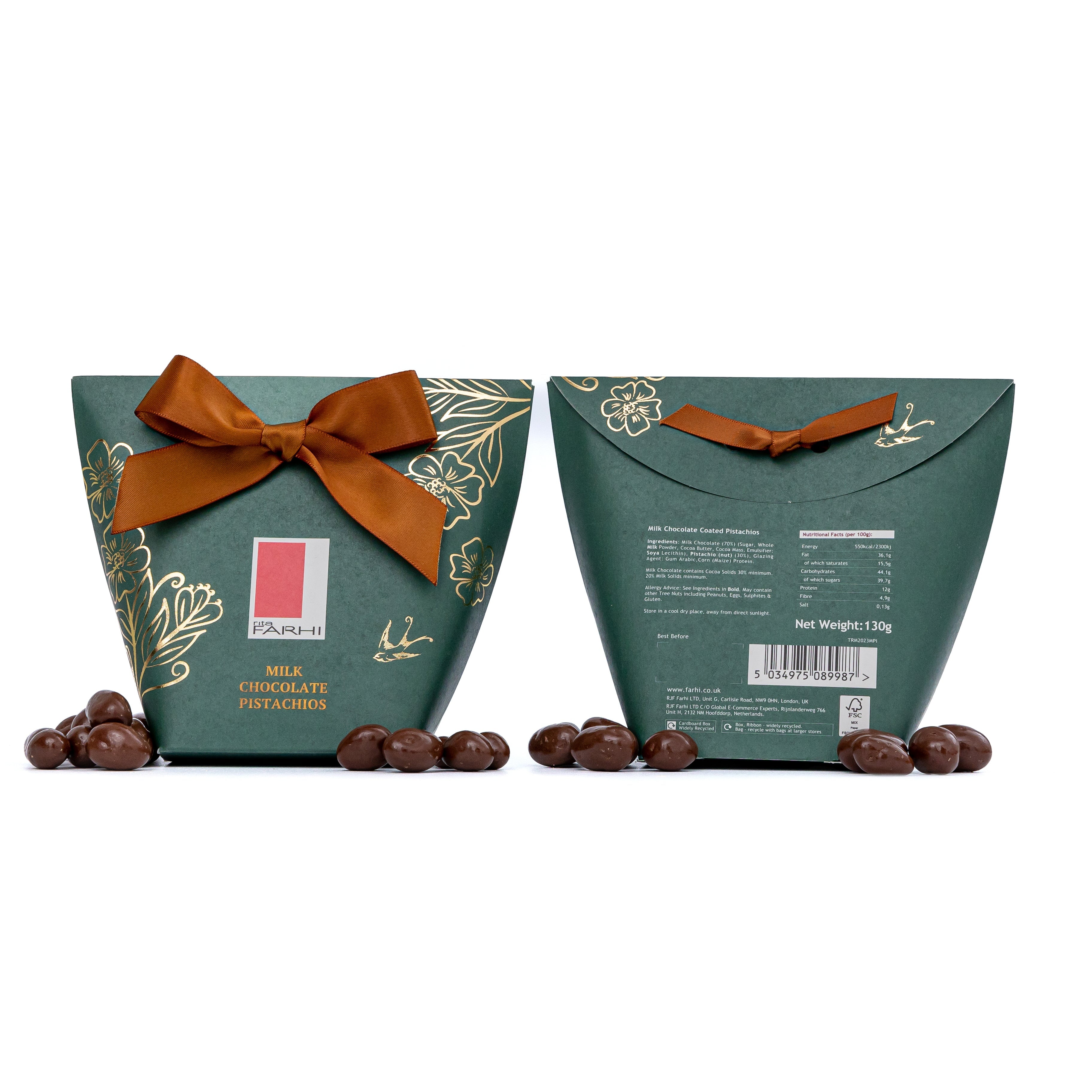 Milk Chocolate Pistachios in Bow Box, 130g-2