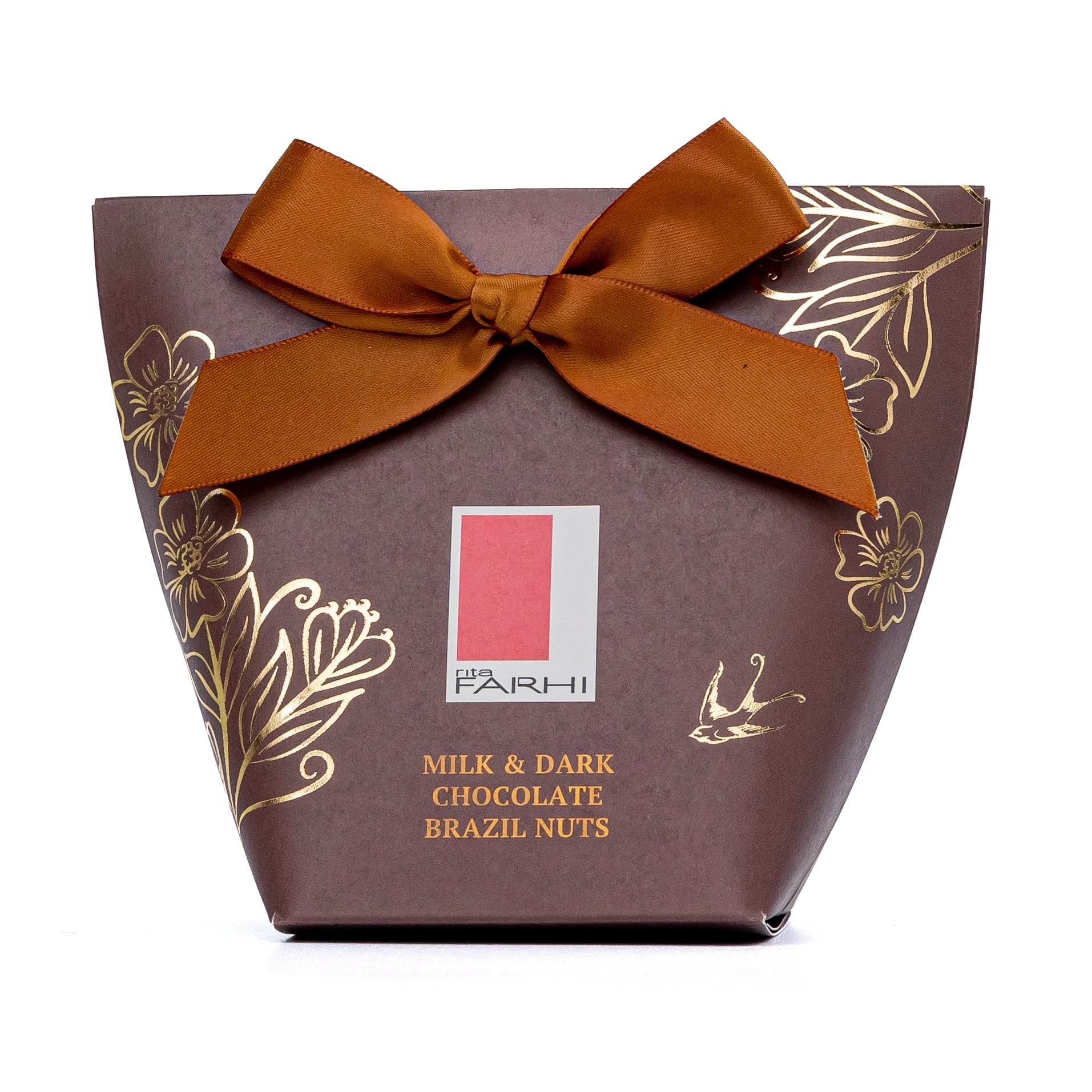 Milk & Dark Chocolate Brazil Nuts in Bow Box, Palm Oil Free, 130g