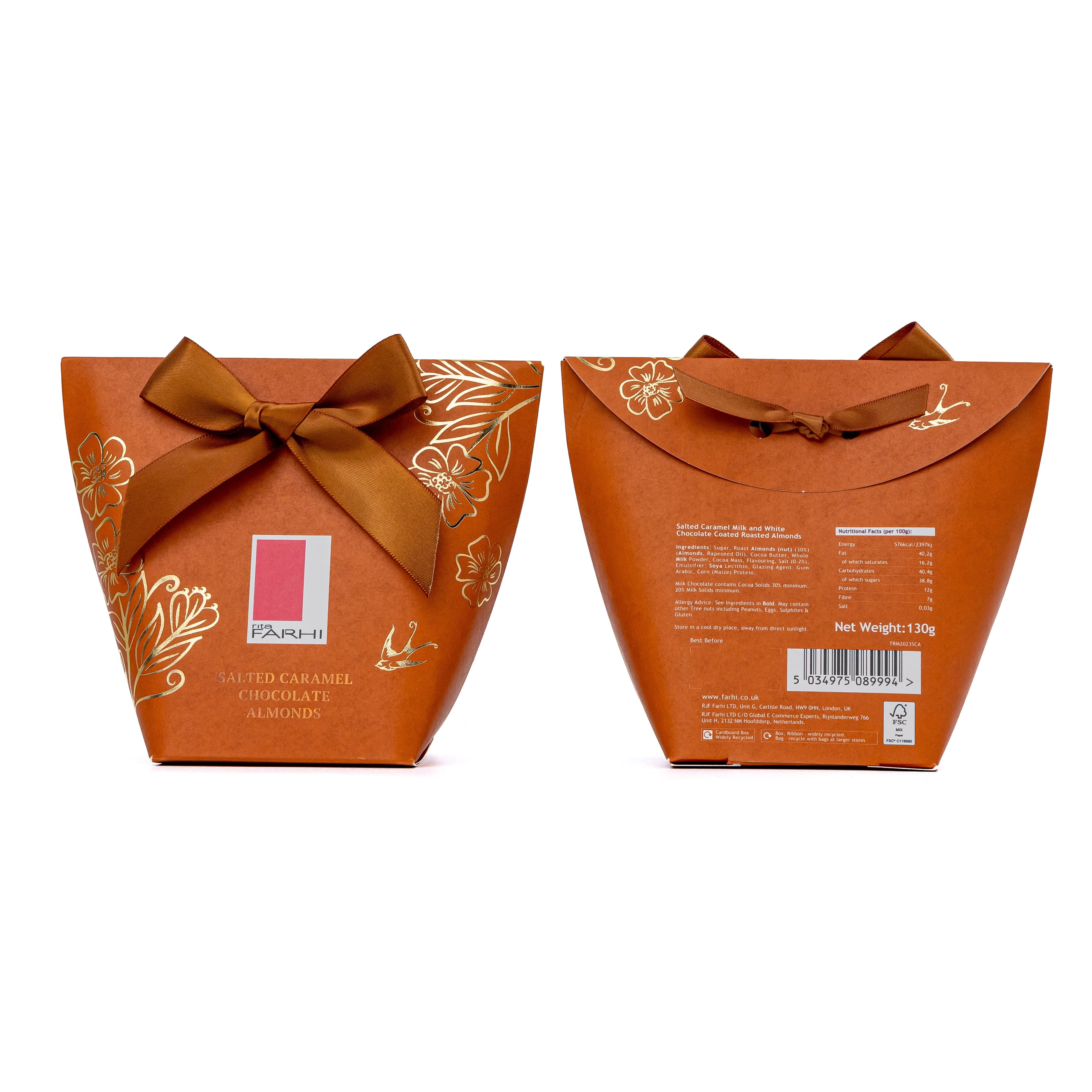 Salted Caramel Chocolate Almonds in Bow Box, 130g-1