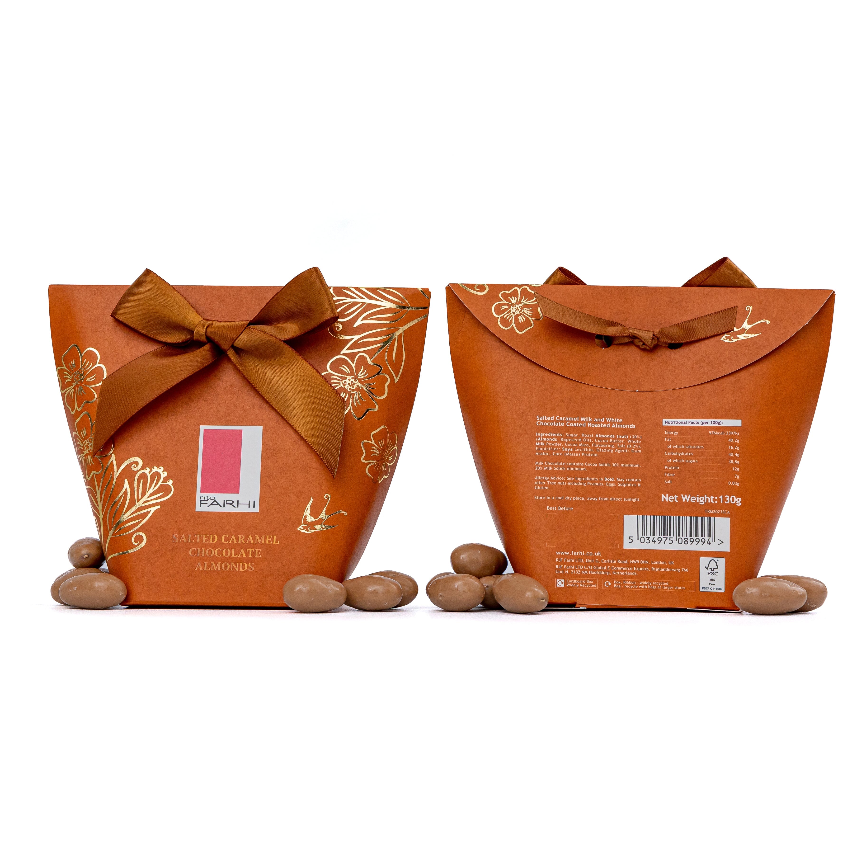 Salted Caramel Chocolate Almonds in Bow Box, 130g-2
