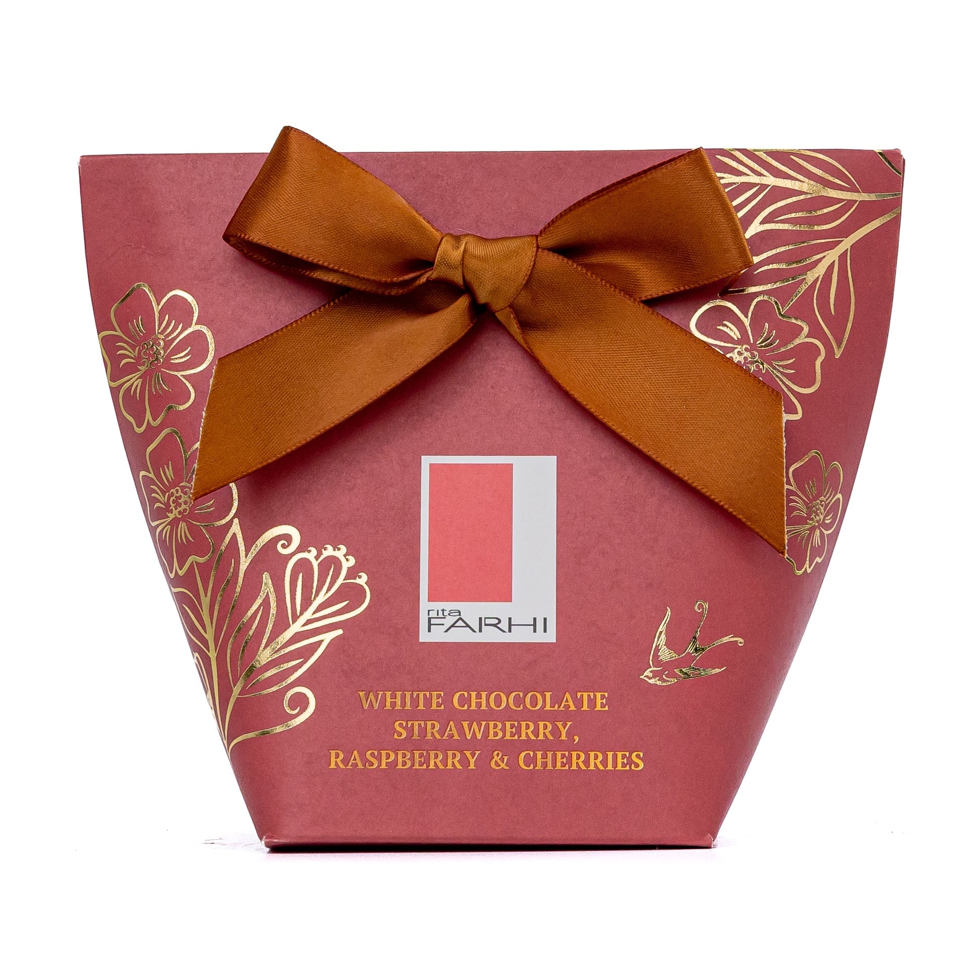 White Chocolate Strawberry, Raspberry & Cherries in Bow Box, 130g-0
